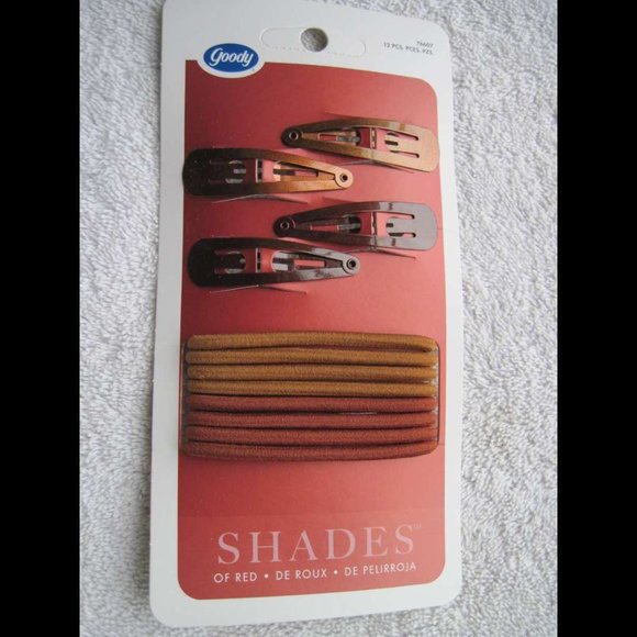 Goody Color Collection Shades of Red 8 Hair Elastics 4 Snap Clips Orange Shiny - Picture 1 of 8
